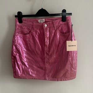 Revolve Superdown pink metallic denim skirt
